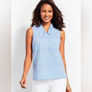 Talbots Ruffle Neck Top-Paradise Clip Dot